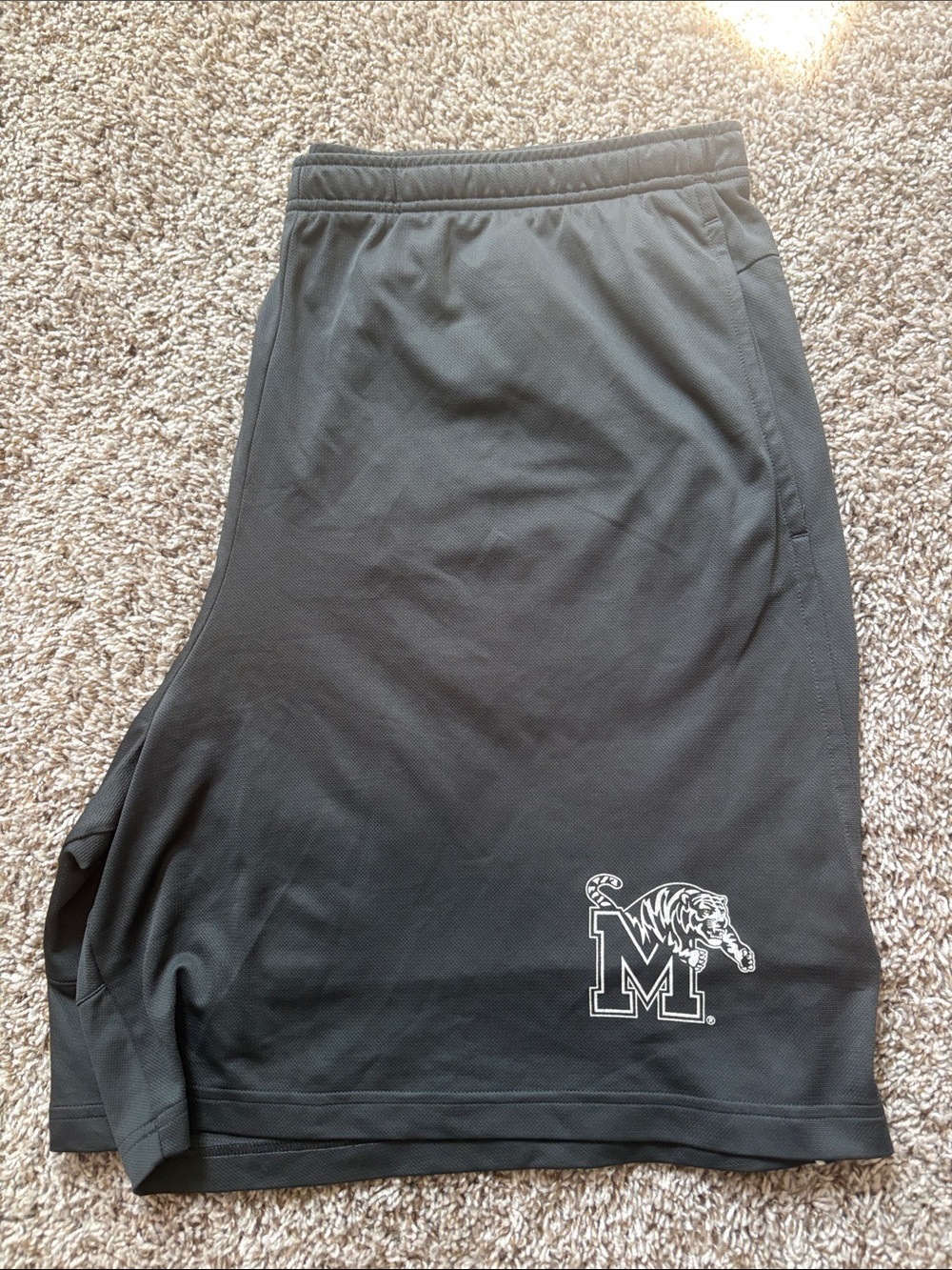 Men's Dark Gray Athletic Shorts with Memphis Tiger Logo